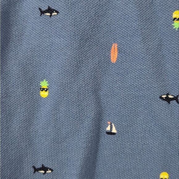 Baby Boy Carter's Shark Sailboat Pique Romper Blue Cotton Polo One-Piece Outfit - Picture 10 of 12